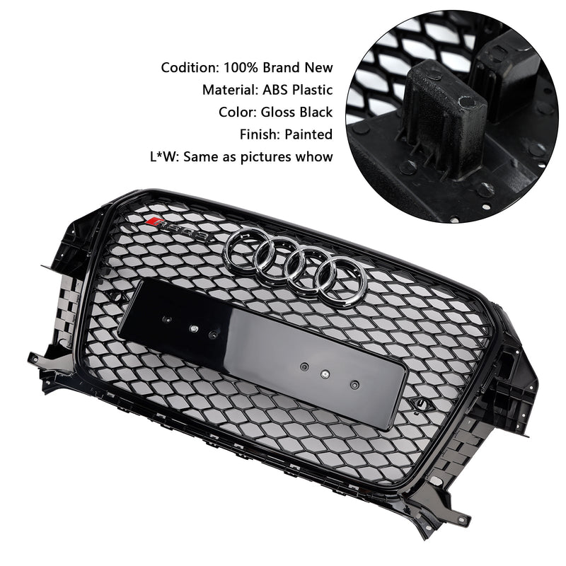 2011–2015 Audi Q3 S-Line RSQ3 Style Frontgrill mit Wabengitter, Schwarz glänzend