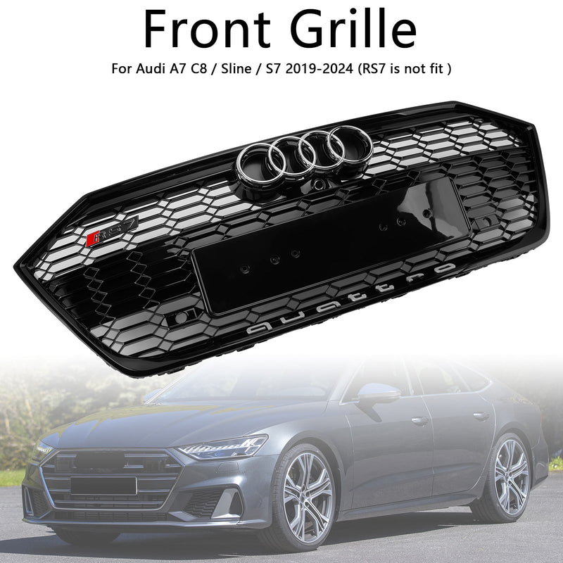 2019–2024 Audi A7 C8/Sline/S7 schwarz glänzend Frontstoßstangengrill