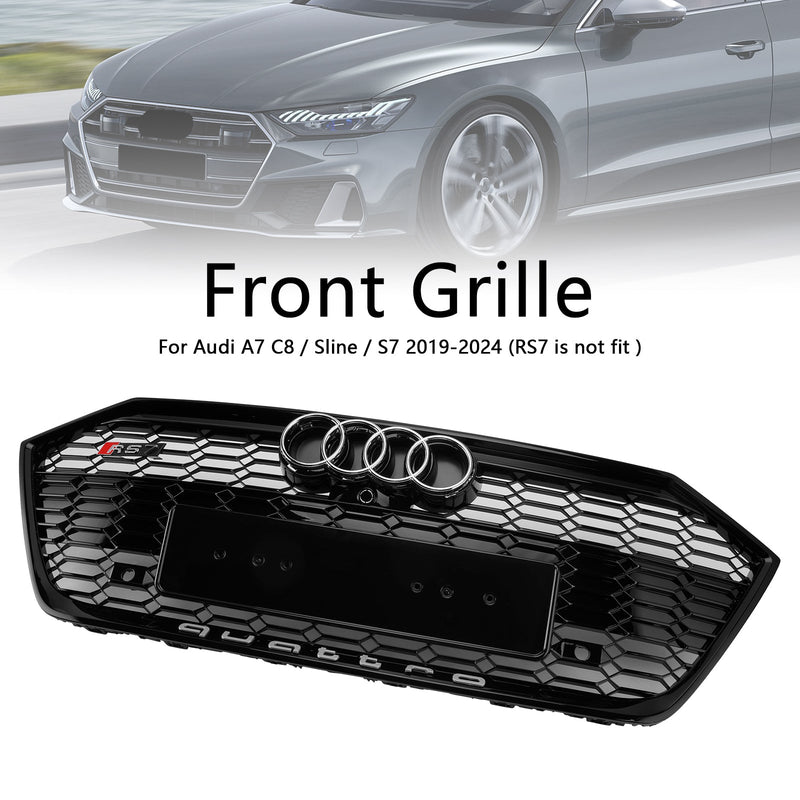2019–2024 Audi A7 C8/Sline/S7 schwarz glänzend Frontstoßstangengrill