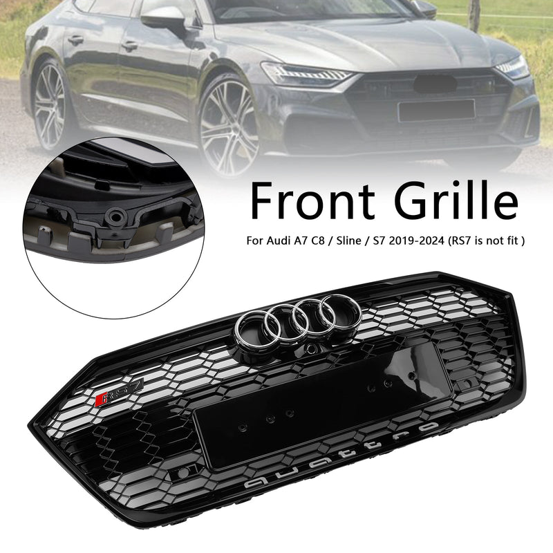 2019–2024 Audi A7 C8/Sline/S7 schwarz glänzend Frontstoßstangengrill