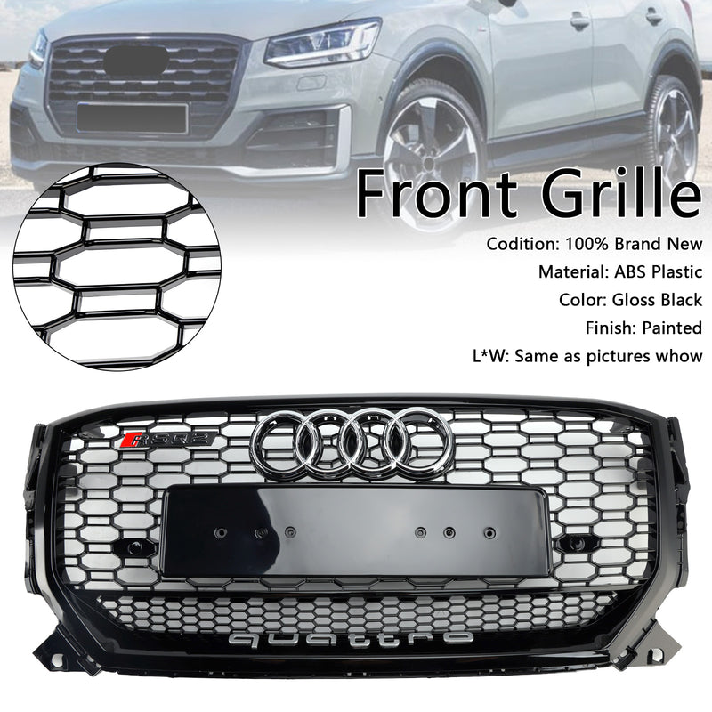 2016-2020 Audi Q2 Vor Facelift Frontkühlergrill Honigwabenstruktur Glänzend Schwarz
