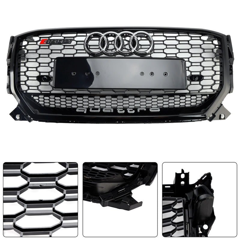 2016-2020 Audi Q2 Vor Facelift Frontkühlergrill Honigwabenstruktur Glänzend Schwarz