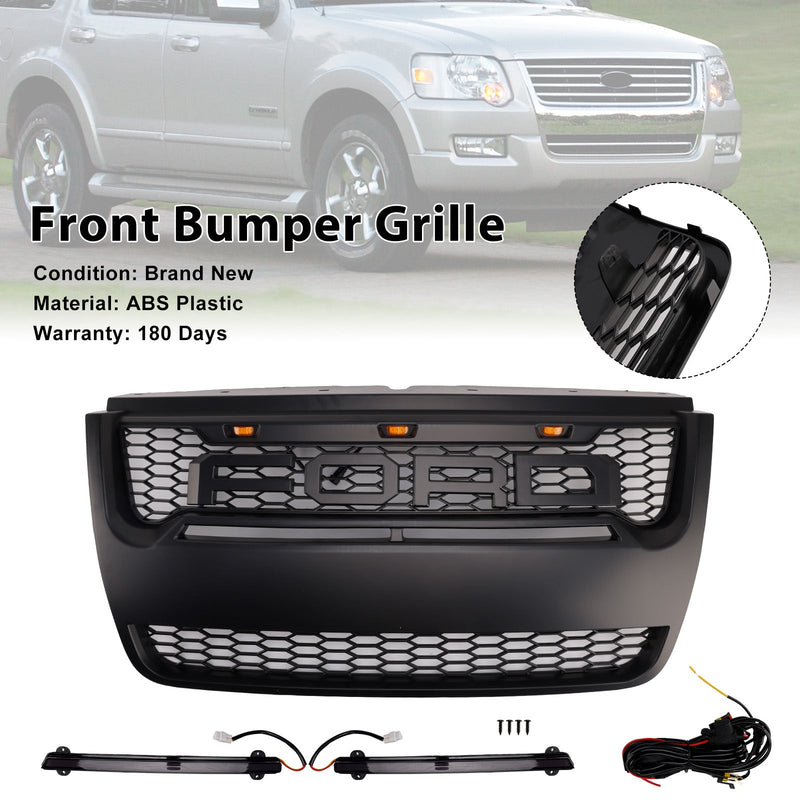 2006–2010 Ford Explorer mit hellem, schwarzem Frontgrill für die obere Stoßstange