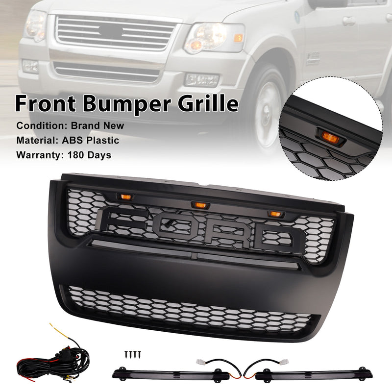 2006–2010 Ford Explorer mit hellem, schwarzem Frontgrill für die obere Stoßstange