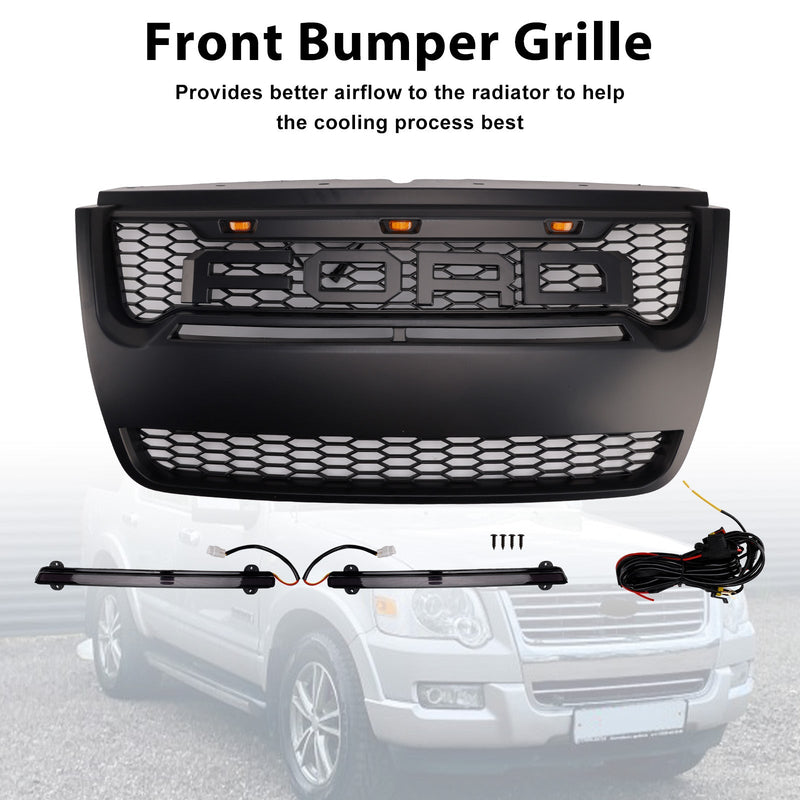 2006–2010 Ford Explorer mit hellem, schwarzem Frontgrill für die obere Stoßstange