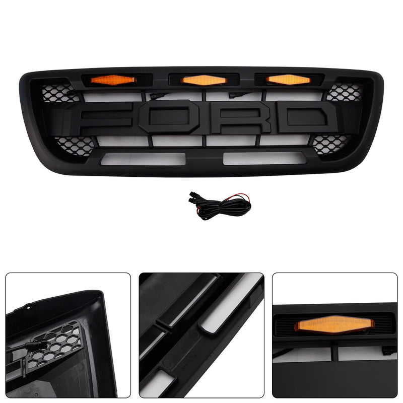 1998-2000 Ford Ranger mit LED-Beleuchtung, mattschwarzer Frontstoßstangengrill
