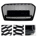 RS6 Style Front Grill Grill for Audi A6 S6 C7 C7PA 2016-2018 Honeycomb Mesh Black