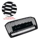 RS6 Style Front Grill Grill for Audi A6 S6 C7 C7PA 2016-2018 Honeycomb Mesh Black