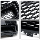 RS6 Style Front Grill Grill for Audi A6 S6 C7 C7PA 2016-2018 Honeycomb Mesh Black