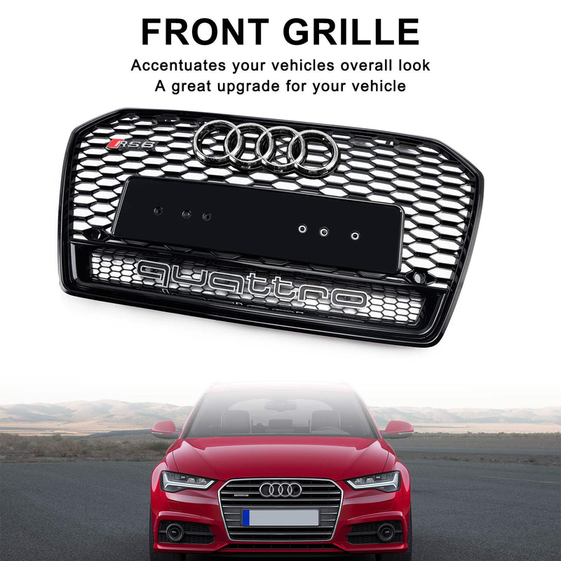 2016-2018 Audi A6 S6 C7 C7PA RS6 Style Honeycomb Mesh Front Grill Grill Svart