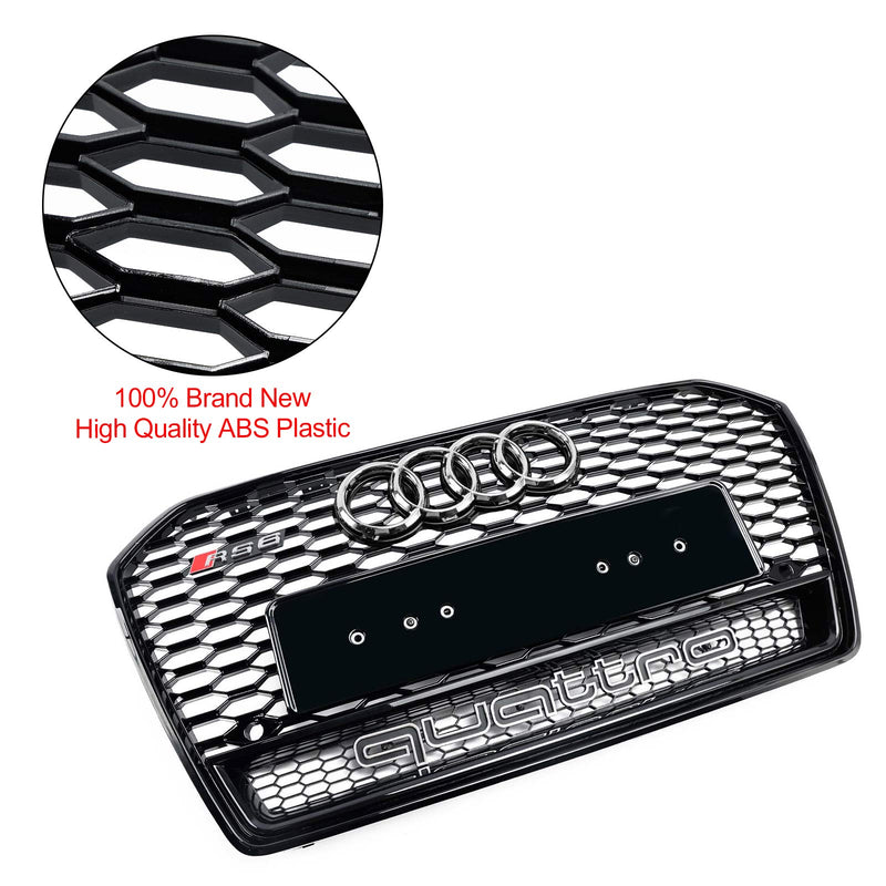 2016-2018 Audi A6 S6 C7 C7PA RS6 Style Honeycomb Mesh Front Grill Grill Svart