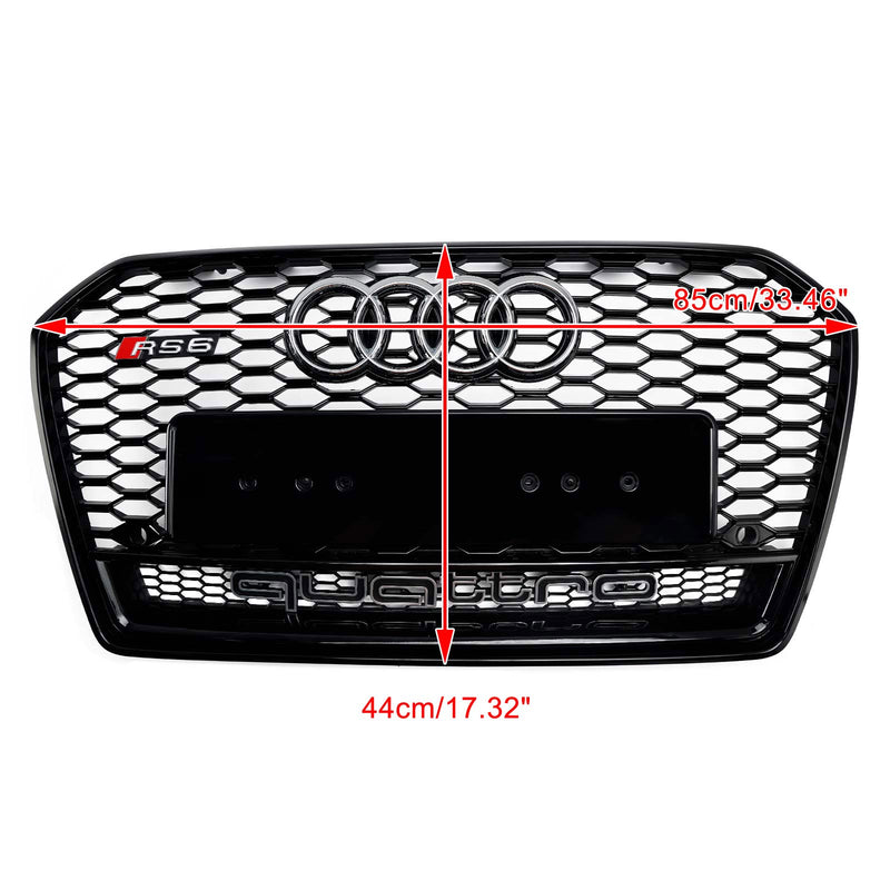 2016-2018 Audi A6 S6 C7 C7PA RS6 Style Honeycomb Mesh Front Grill Grill Svart