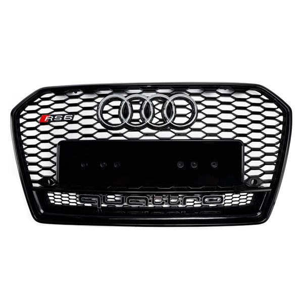 2016-2018 Audi A6 S6 C7 C7PA RS6 Style Honeycomb Mesh etusäleikkö Musta