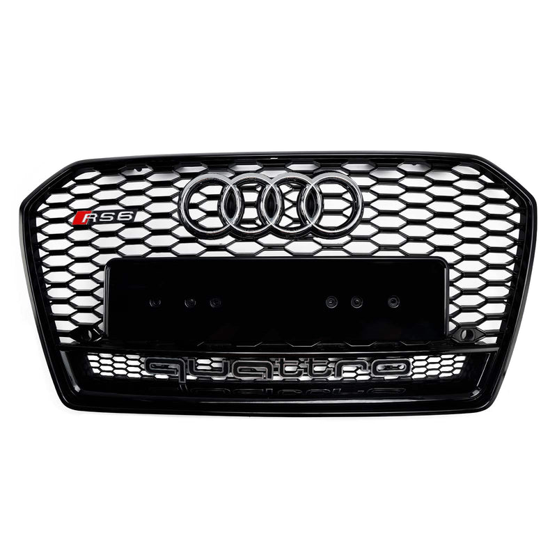 2016-2018 Audi A6 S6 C7 C7PA RS6 Style Honeycomb Mesh Front Grill Grill Svart