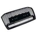 RS6 Style Front Grill Grill for Audi A6 S6 C7 C7PA 2016-2018 Honeycomb Mesh Black