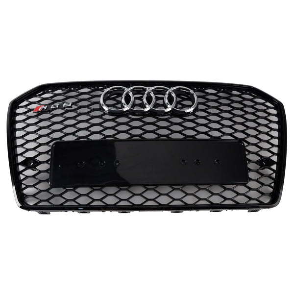 RS6 Style Front Grill com Honeycomb Grille para Audi A6 S6 C7 2016–2018, Schwarz