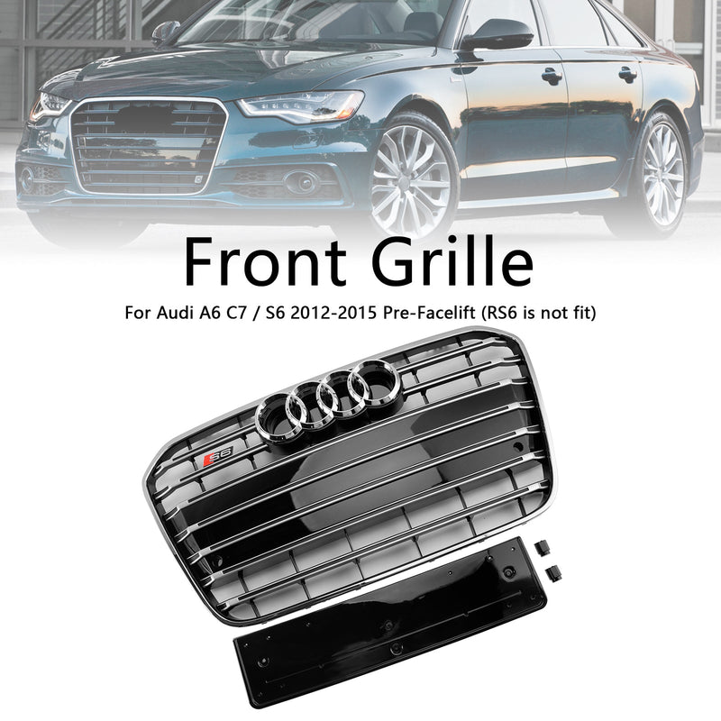 2012–2015 Audi A6 C7 S6 Stil Frontstoßstangengrill Kühlergrill Chrom