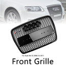 2008-2011 Audi A6 C6 Facelift Black Front Grill Honeycomb Grille Bumper