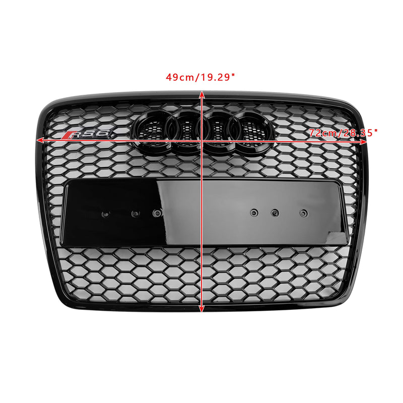 2008-2011 Audi A6 C6 Facelift Black Front Grill Honeycomb Grille Bumper