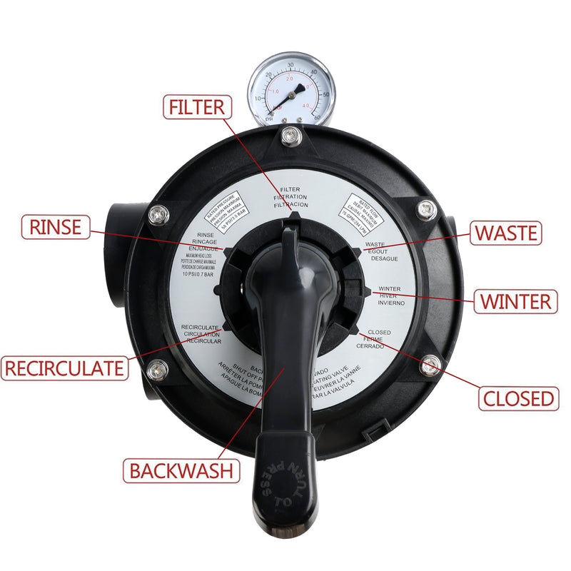 SP0714T Vari-Flo Control 1-1/2" FIP toppmontert multiportventil for Hayward