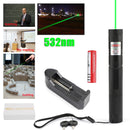 500 miles 532 nm 303 Green Laser Pointer Synlig lysstråle Lazer Pen + 18650 + oplader