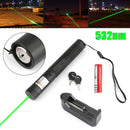 500 miles 532 nm 303 Green Laser Pointer Synlig lysstråle Lazer Pen + 18650 + oplader