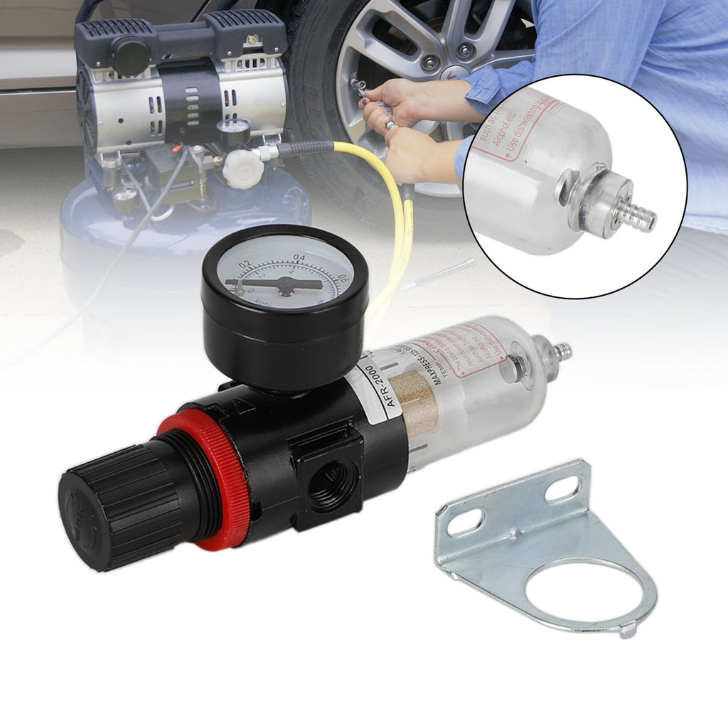Kompressor Reinigungswerkzeug 1/4 Zoll Luftkompressor Filterregler – Wasserabscheider Mit Manometer – 0-150 PSI – Für Druckluftwerkzeuge & Kompressoren Kompressor Reinigungswerkzeug 1/4 Zoll Luftkompressor Filterregler – Wasserabscheider Mit Manometer – 0-150 PSI – Für Druckluftwerkzeuge & Kompressoren