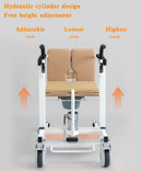 Patientenstuhl, hydraulischer Hubrollstuhl mit um 180° geteiltem Sitz und Tisch