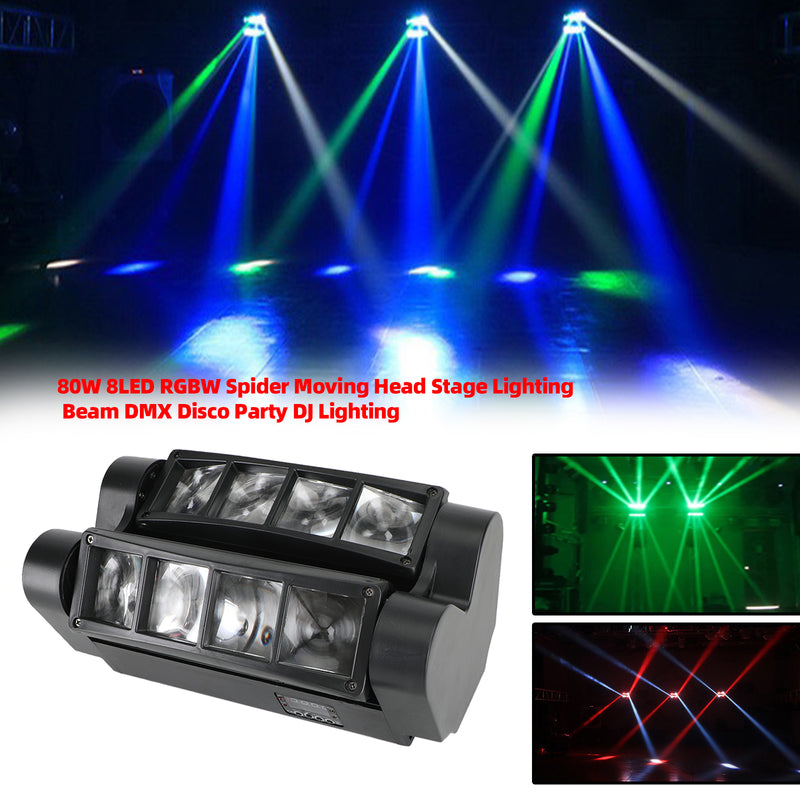 1/2/4PC 80W LED RGBW Moving Head Stage Light Spotlight Beam DMX DJ Party Lamp