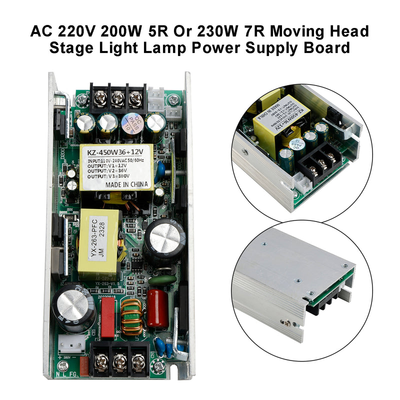 AC 220V 200W 5R eller 230W 7R Moving Head Scene Light Lamp Power Supply Board