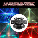 10 LED RGBW Moving Head Strobe Light Laser Bühnenbeleuchtung Strahl DMX Disco DJ