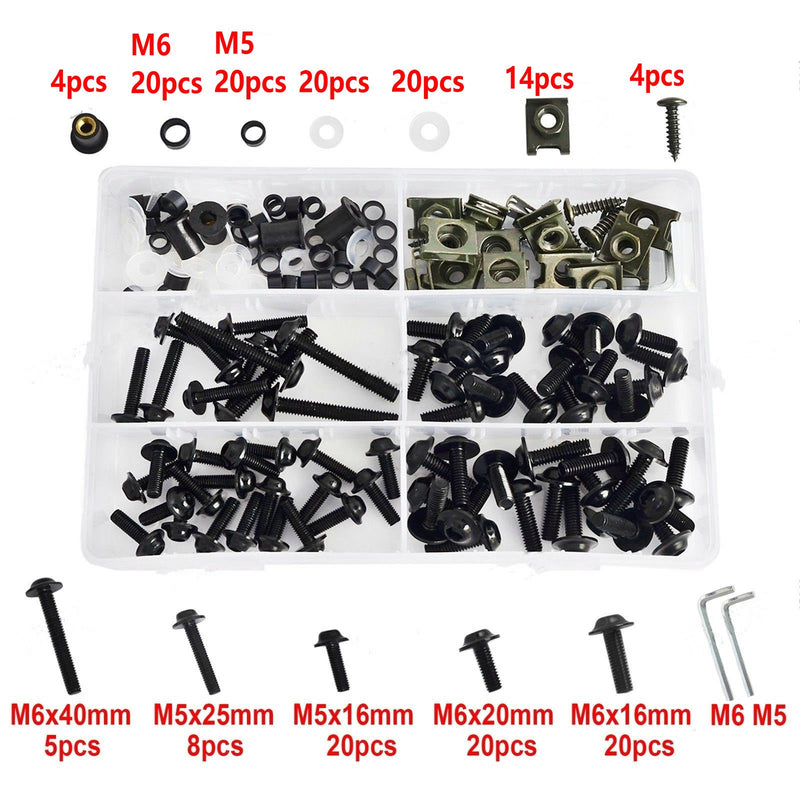 177 Stücke Motorradsportbike Windschutzscheibenverkleidungsschrauben Kit Fastener Clips Schrauben