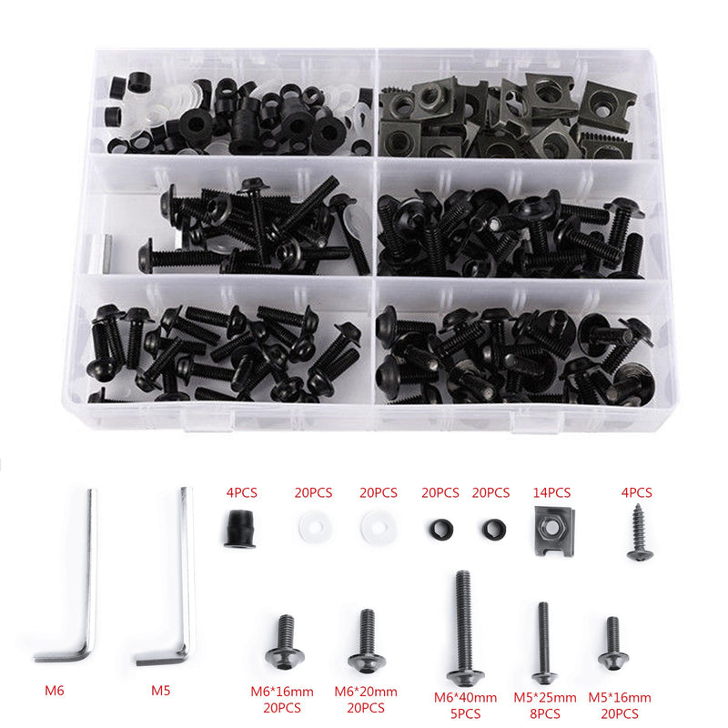 177 Stücke Motorradsportbike Windschutzscheibenverkleidungsschrauben Kit Fastener Clips Schrauben