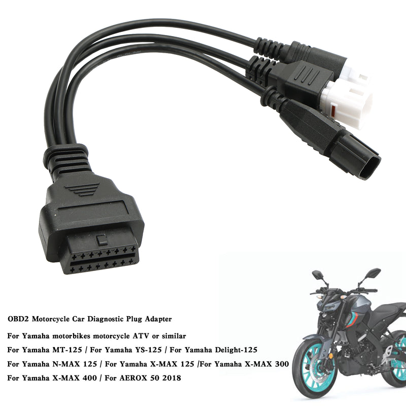 Conector adaptador de diagnóstico OBD2 2 en 1 de 3 pines y 4 pines para motocicletas Yamaha