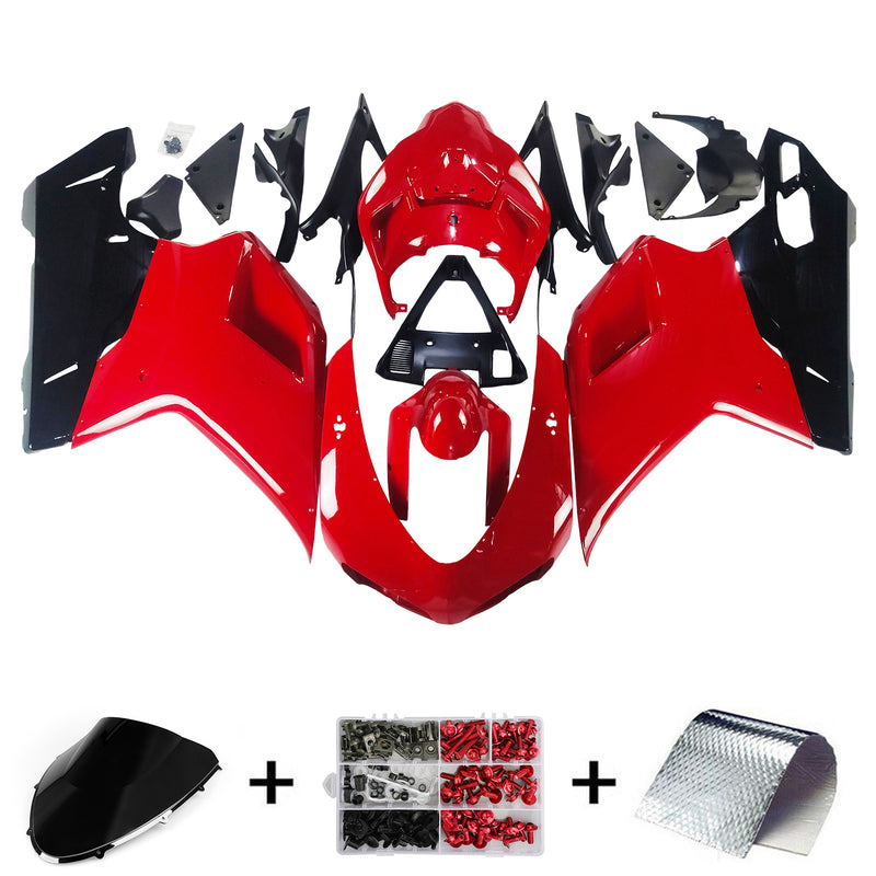 Fairings for 2007-2012 Ducati 1098 1198 848 Rød og svart Generisk