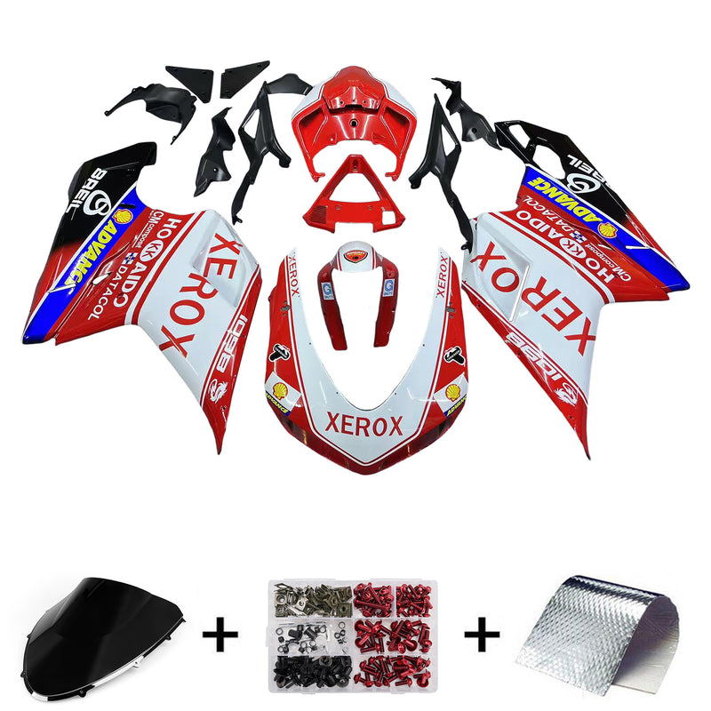 Verkleidungen für 2007-2012 Ducati 1098 1198 848 Rot &amp; Weiß Xerox Racing Generic