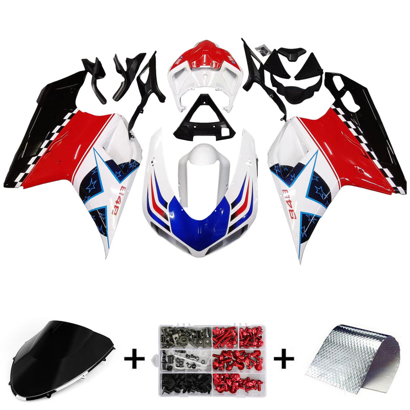 Kåpa för 2007-2012 Ducati 1098 1198 848 Red White Blue Star 848 Generic