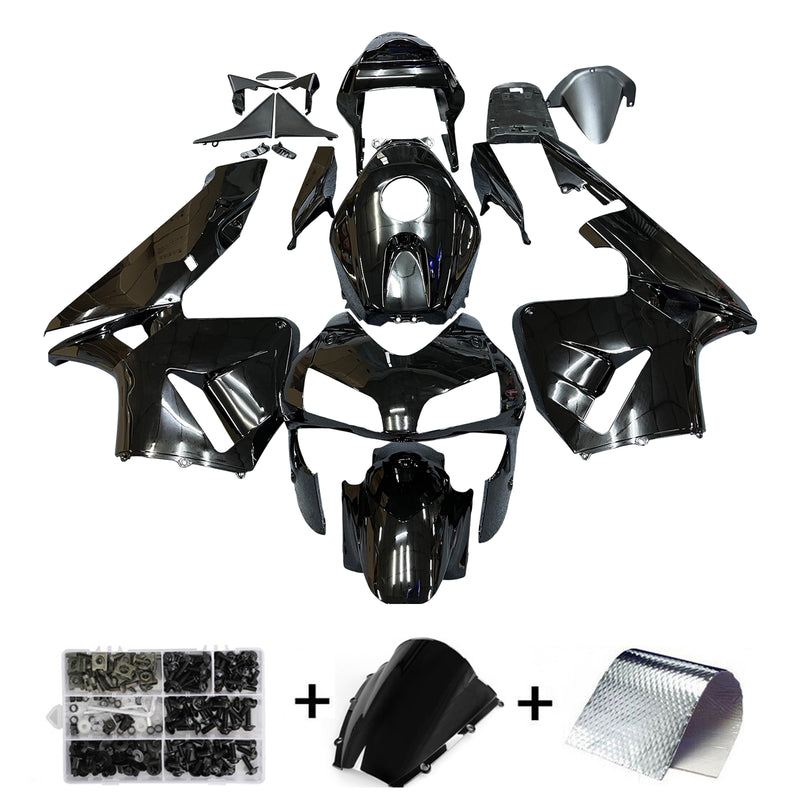 Kit carenado cuerpo ABS apto para Honda CBR600RR 2003 al 2004 negro brillo generico