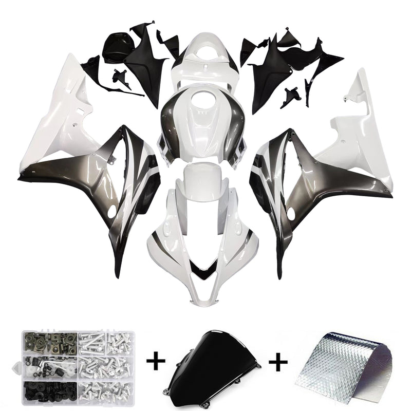 ABS Injection Molded Body Fairing Kit for Honda CBR600RR 2007 2008 White Black Generic