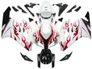 Carenagens brancas para Honda CBR 1000 RR 2004-2005 &amp; Tubarão Chama Vermelha Corrida Genérico