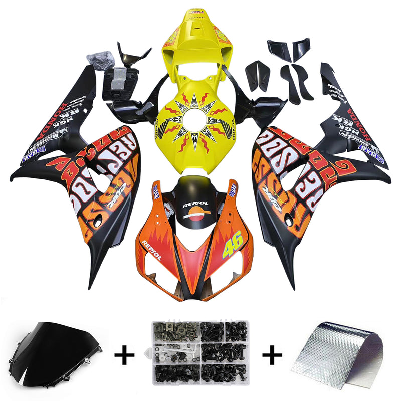 Fairings 2006-2007 Honda CBR 1000 RR Svart Gul Valentino Rossi Racing Generisk