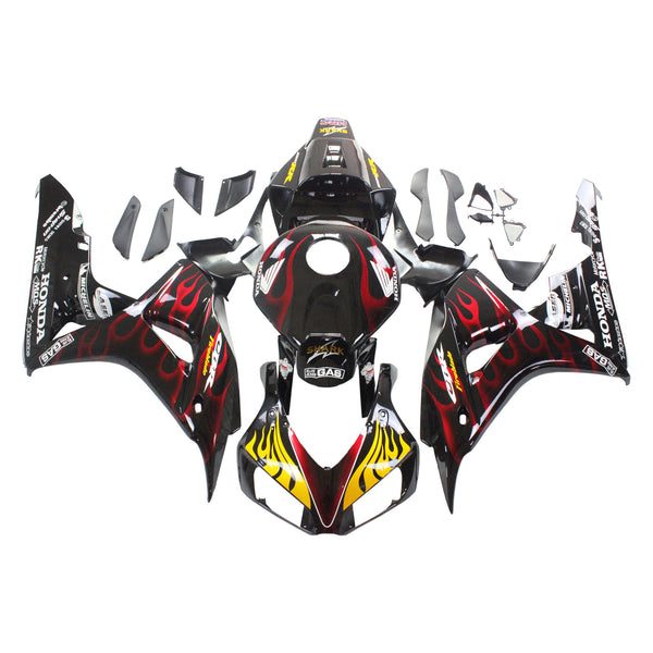 Carenados Honda CBR 1000 RR 2006-2007 negro y rojo Flame Shark genérico