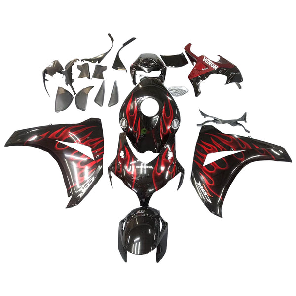 Fairings 2008-2011 Honda CBR 1000 RR Black & Cherry Red Flame Generic