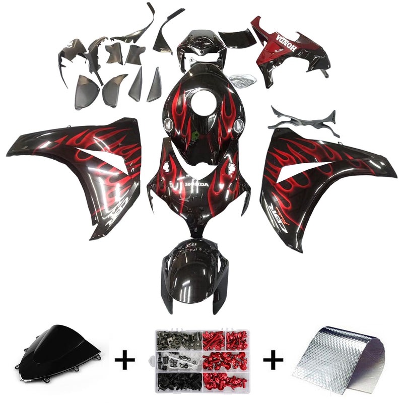 Owiewki 2008-2011 Honda CBR 1000 RR Black & Cherry Red Flame Generic