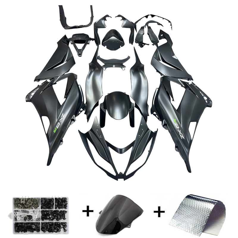 Verkleidungs-Einspritz-Kunststoff-Set, mattschwarz, mit Schrauben-Set, passend für Kawasaki Zx6R 13–18 Generic