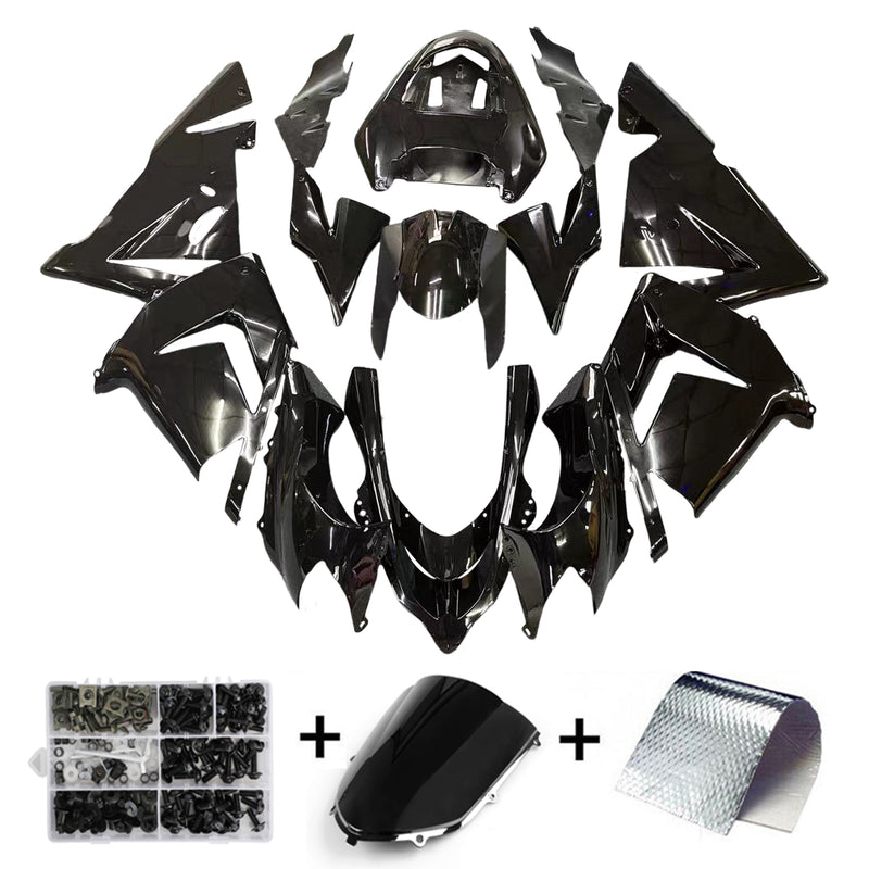 Verkleidungs-Einspritz-Kunststoff-Set, glänzend schwarz, passend für Kawasaki Zx10R 04–05 Generic