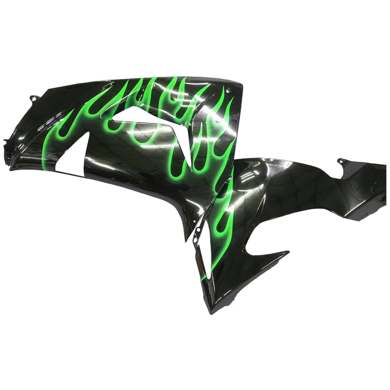 Green Flames Plastic Injection Fairing Set Passar Kawasaki ZX10R 2006 2007 Generic