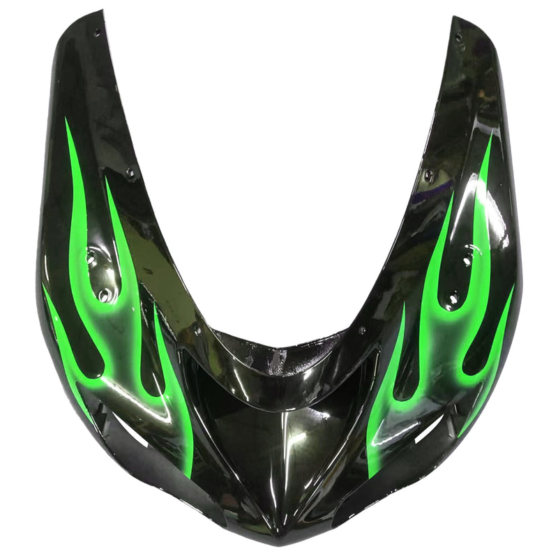 Green Flames Plastic Injection Fairing Sett Passer Kawasaki ZX10R 2006 2007 Generisk