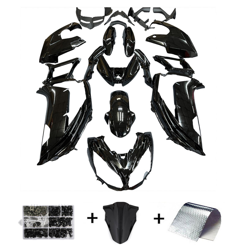 Spritzguss-Verkleidungsset aus Kunststoff, passend für Kawasaki Ninja 650 EX650 2012–2016, glänzendes Schwarz, generisch