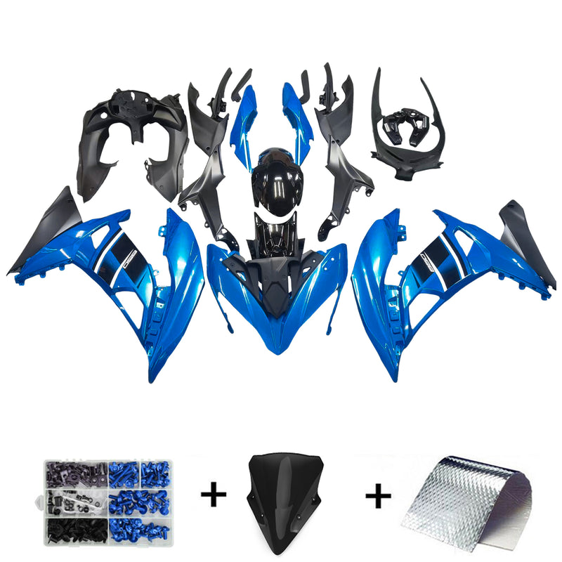 Kit de carenado de plástico moldeado por inyección para Kawasaki Ninja 650 EX650 2017-2019 azul genérico